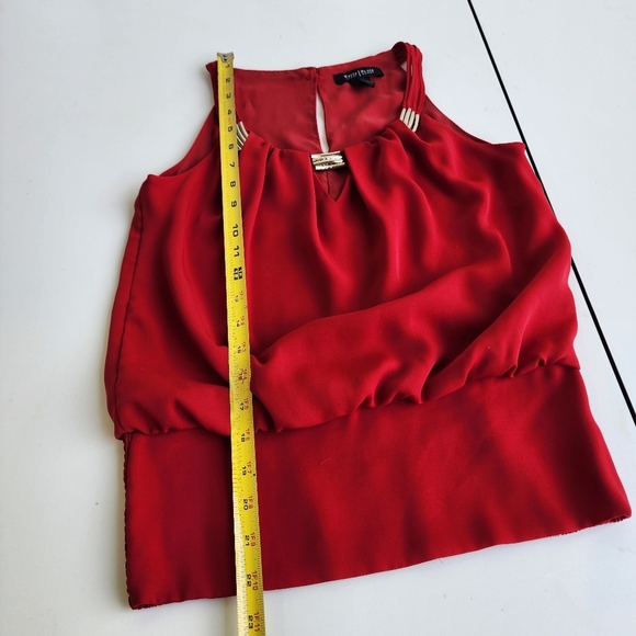 WHITE HOUSE BLACK MARKET WHBM Red Sleeveless Tank TOP Sleveless Blouse XXS - Picture 7 of 13